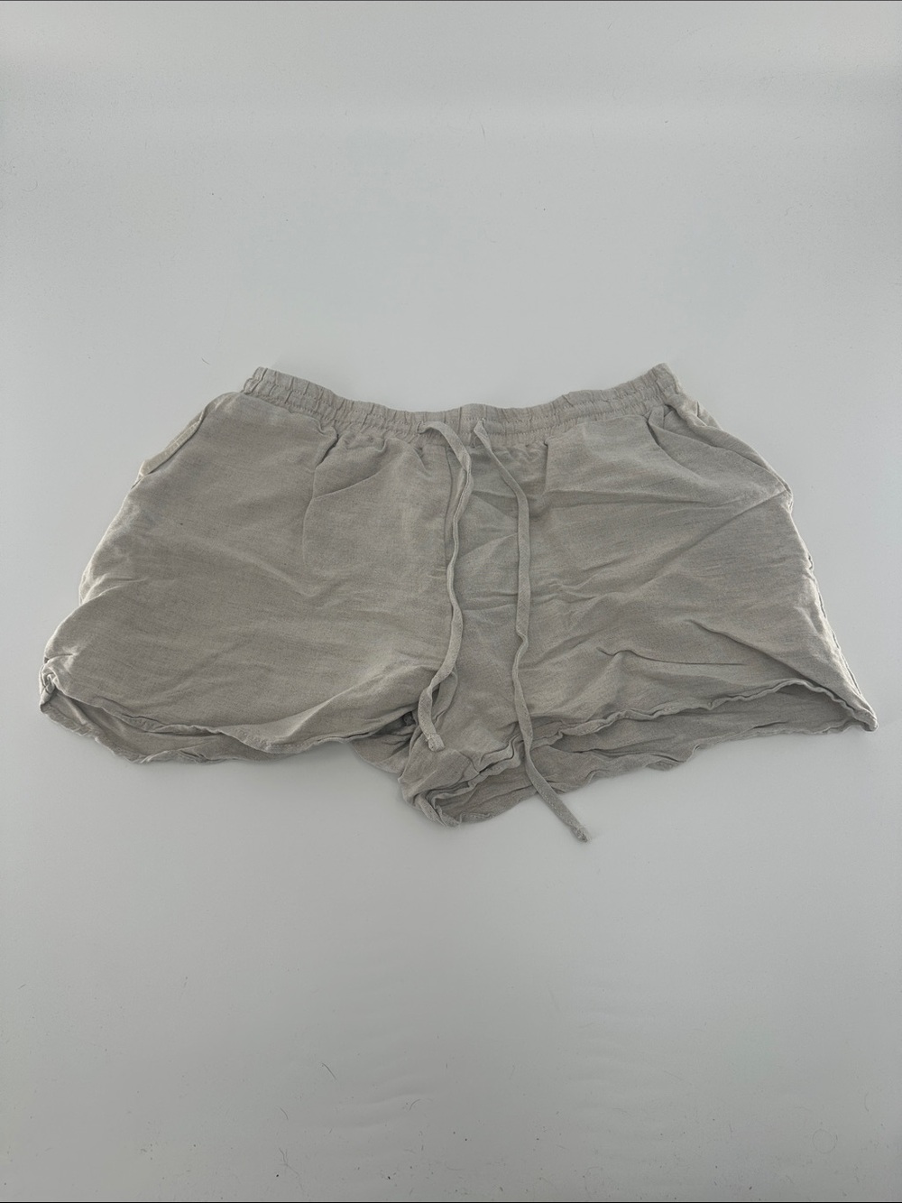Sans Souci Khaki Linen Drawstring Shorts